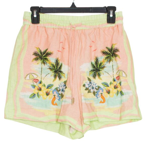 C&C California Womens Shorts Linen Beach Mermaid Pull On Pockets Green Size 4 FY - Picture 1 of 4
